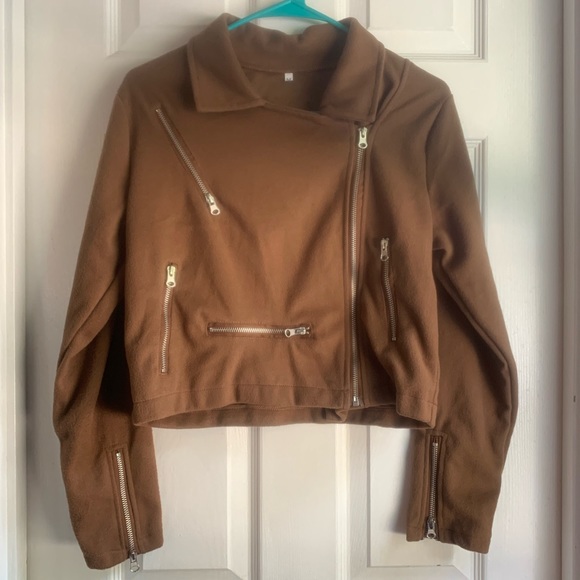 Brown Zippered Moto Jacket - Picture 2 of 5